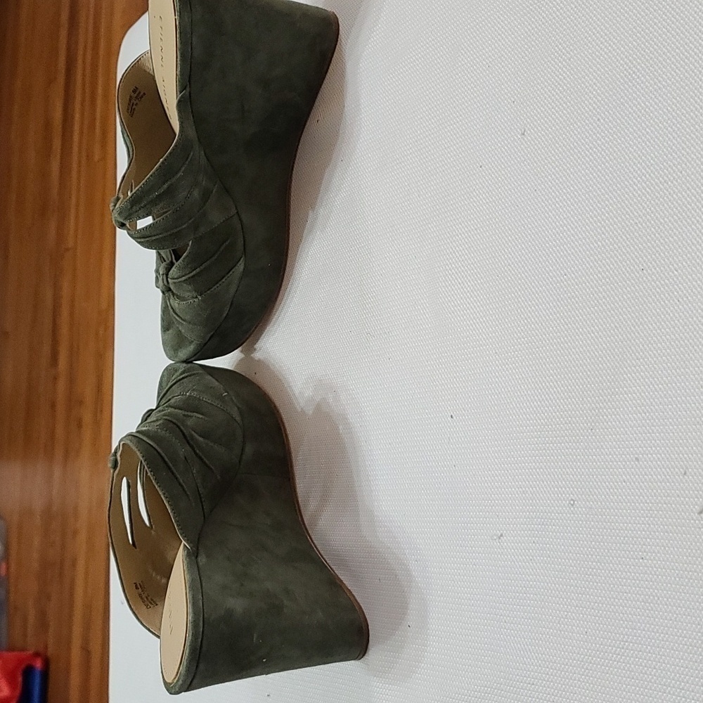 Etienne Aigner Womens Wedge Sandal Hunter Green Leather Knotted Straps Sz 8 NWOT - Picture 6 of 12
